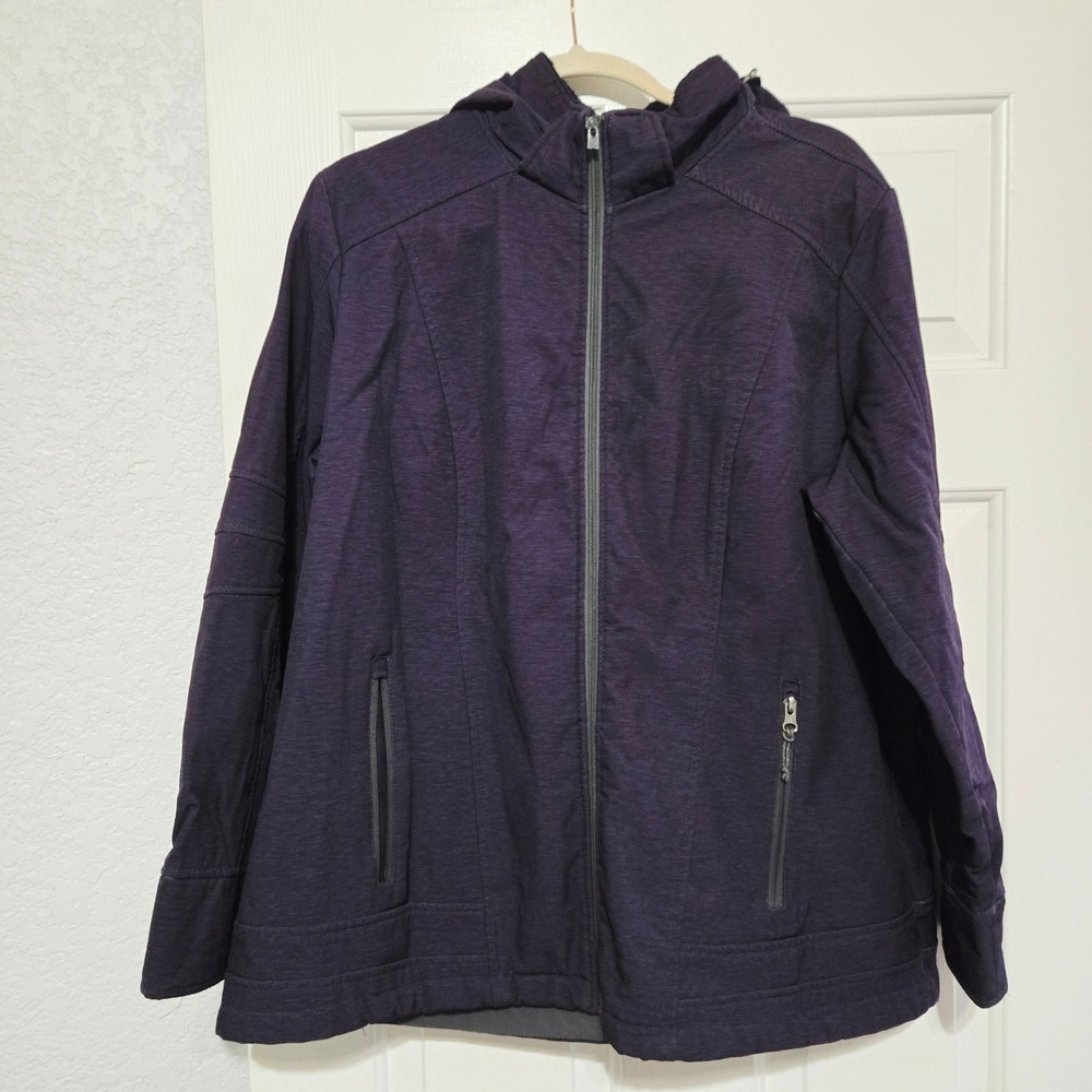 Free Country 1X Purple Heathered Fleece Lined Hooded Jacket Womens XL